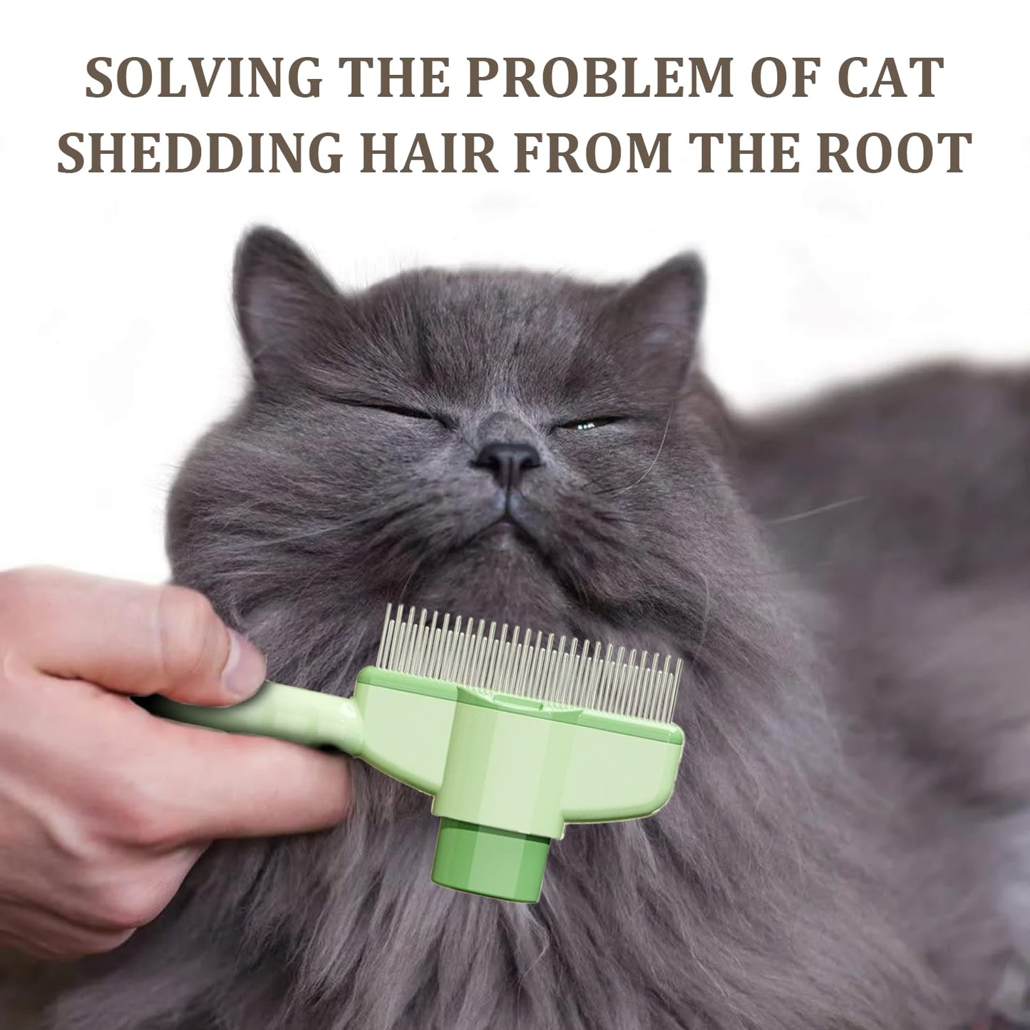 Flea Comb for Cats Dogs Brush for Shedding Pet Hair Removal Comb with Long & Short Stainless Steel Teeth for Deshedding