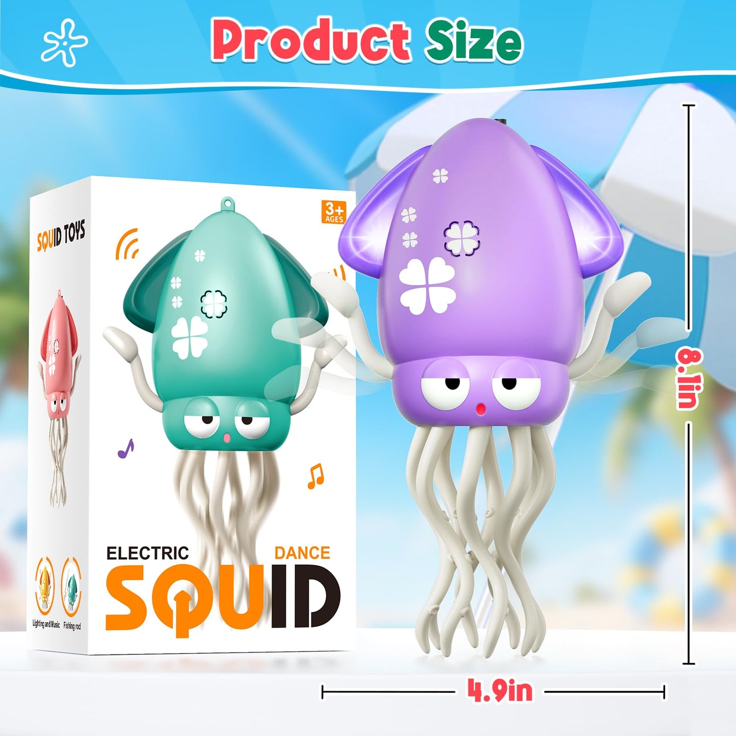 Magic Dancing Octopus Toy - Smart Obstacle-Dodging Robot with LED Light Show & Music, USB Rechargeable Tummy Time Squid Toy