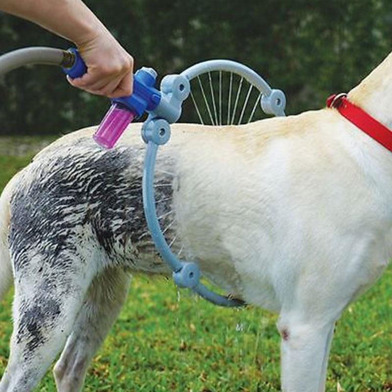 Adjustable 360° Dog Washing Hose Attachment with Pet Grooming Glove & 2 100cc Soap Dispenser, Foldable Foam Nozzle Sprayer with 4 Faucet Connectors & 8.2Ft Puppy Washer Hose for Showering