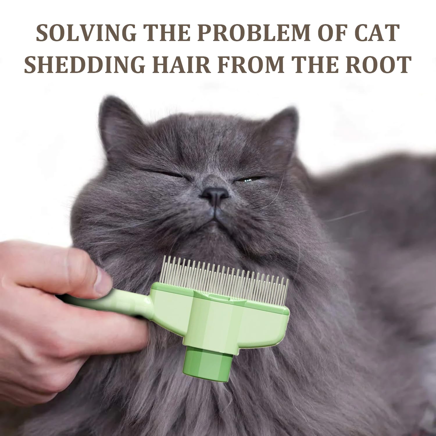 Flea Comb for Cats Dogs Brush for Shedding Pet Hair Removal Comb with Long & Short Stainless Steel Teeth for Deshedding