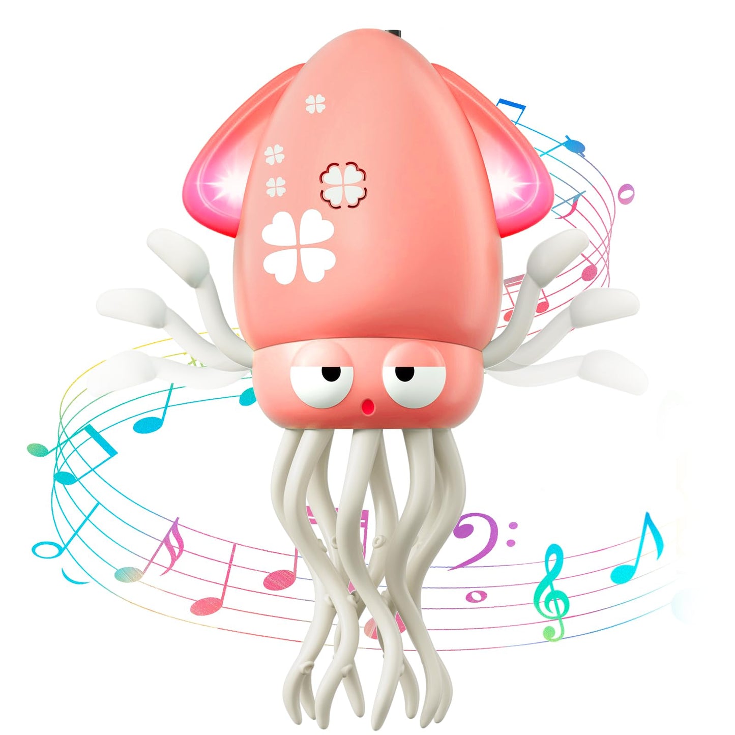 Magic Dancing Octopus Toy - Smart Obstacle-Dodging Robot with LED Light Show & Music, USB Rechargeable Tummy Time Squid Toy