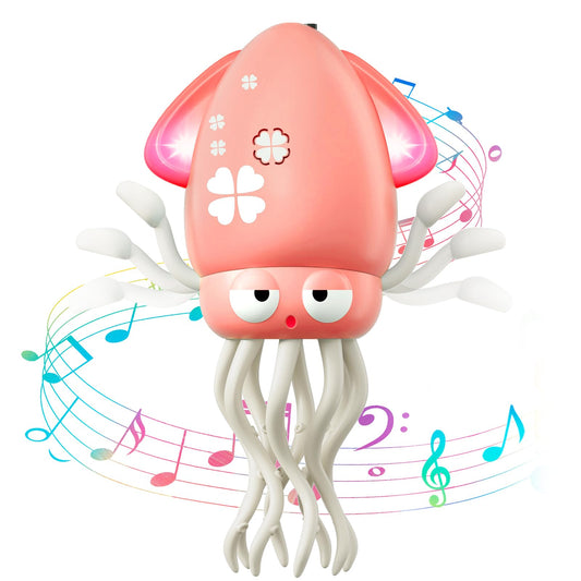 Magic Dancing Octopus Toy - Smart Obstacle-Dodging Robot with LED Light Show & Music, USB Rechargeable Tummy Time Squid Toy