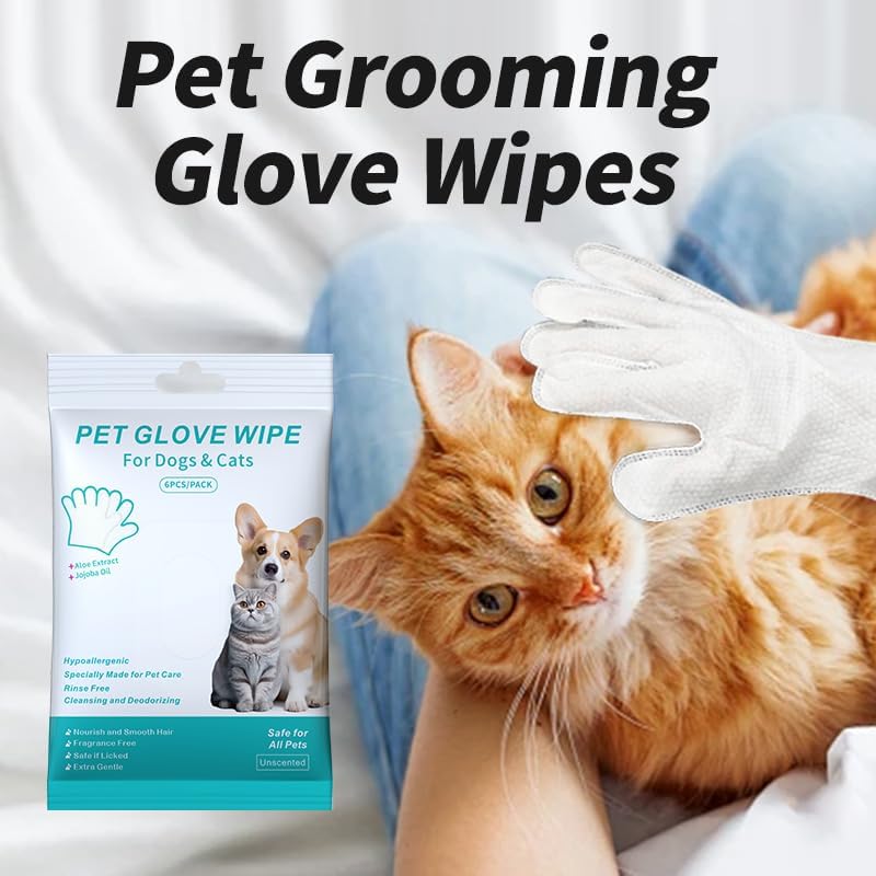 Pet Glove Wipe—Cleaning Grooming Wipes 6PCS