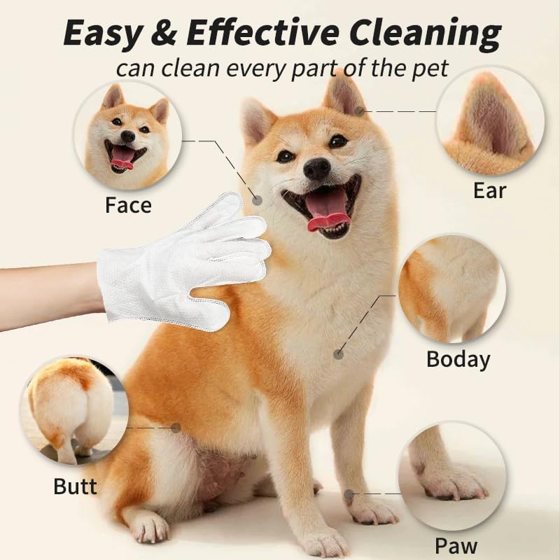 Pet Glove Wipe—Cleaning Grooming Wipes 6PCS