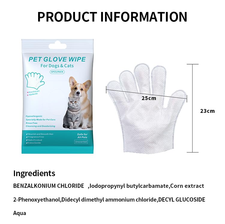Pet Glove Wipe—Cleaning Grooming Wipes 6PCS