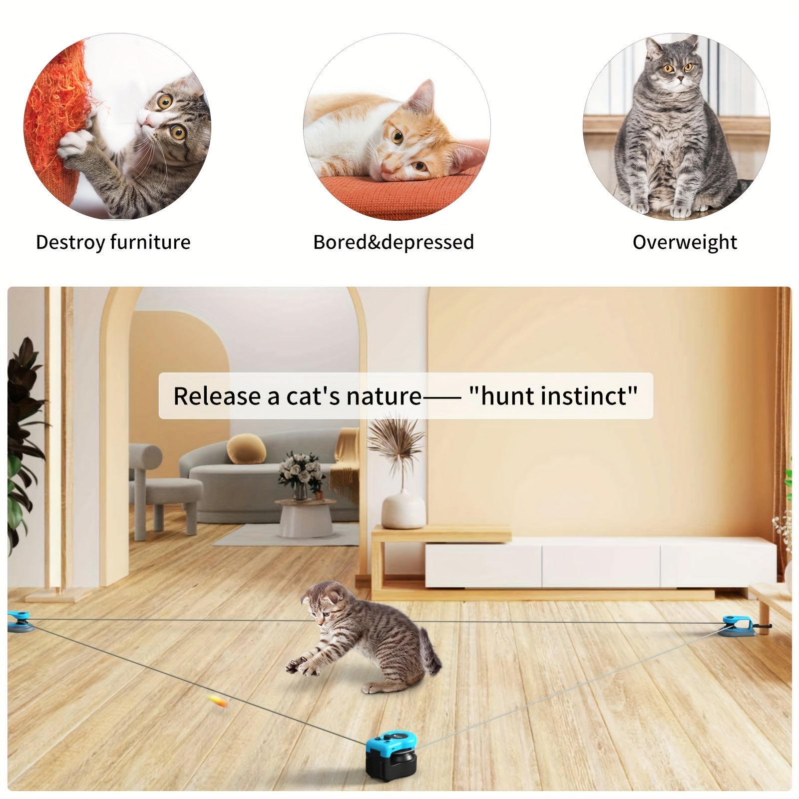 Upgraded Interactive Cat Toy for Indoor Cats